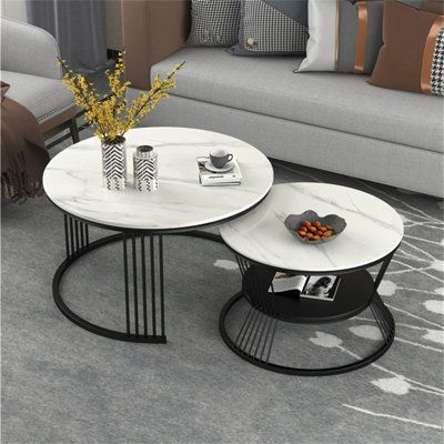 Élégance Moderne – Double Table Basse en Marbre 🖤