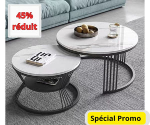 Élégance Moderne – Double Table Basse en Marbre 🖤